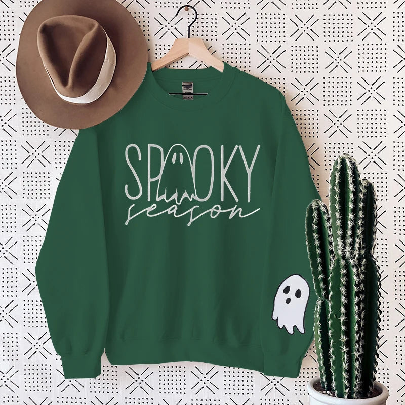 Halloween Spooky Season Ghost Preppy Aesthetic Crewneck Sweatshirt