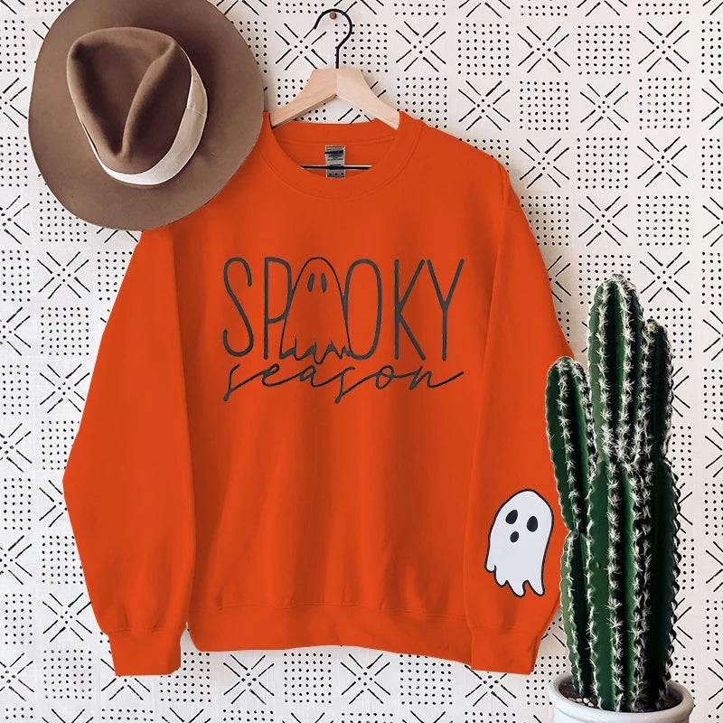 Halloween Spooky Season Ghost Preppy Aesthetic Crewneck Sweatshirt