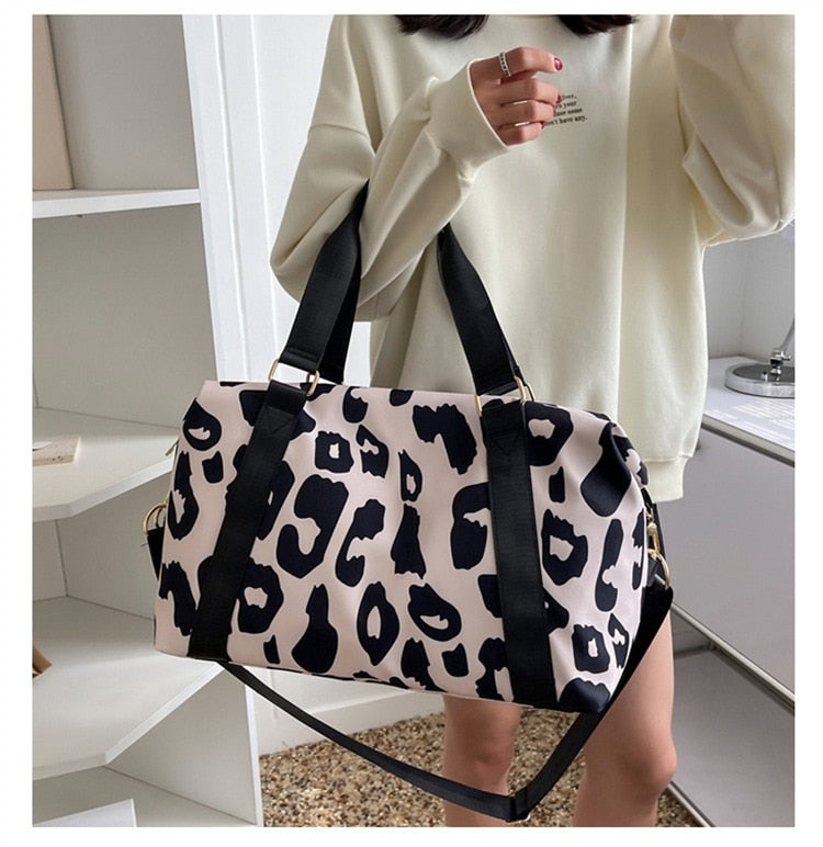 Preppy Aesthetic Leopard Print Duffle Bag