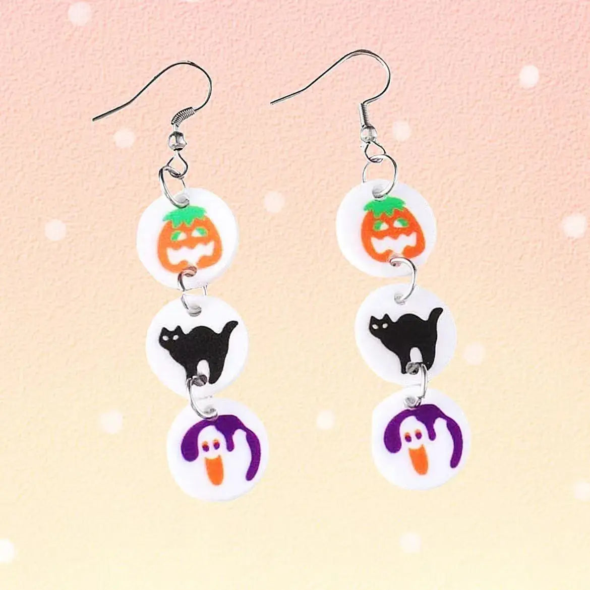 Halloween Preppy Aesthetic Pumpkin Ghost Cat Cookie Dangle Earrings