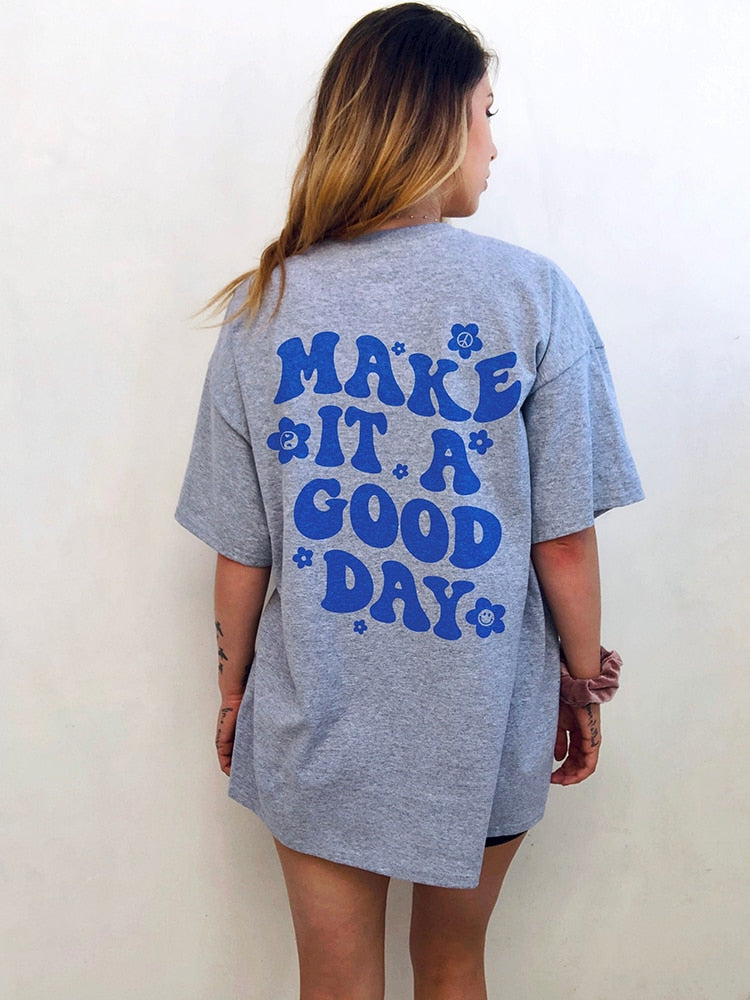 Make It A Good Day Preppy Aesthetic Floral Graphic T-Shirt