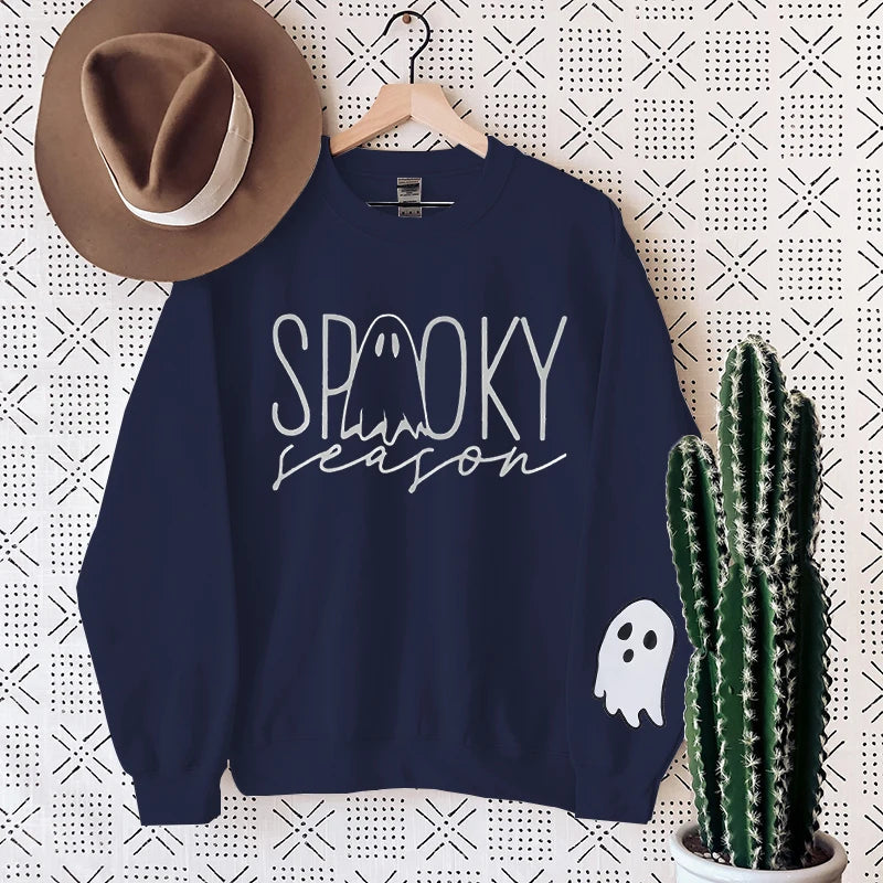 Halloween Spooky Season Ghost Preppy Aesthetic Crewneck Sweatshirt