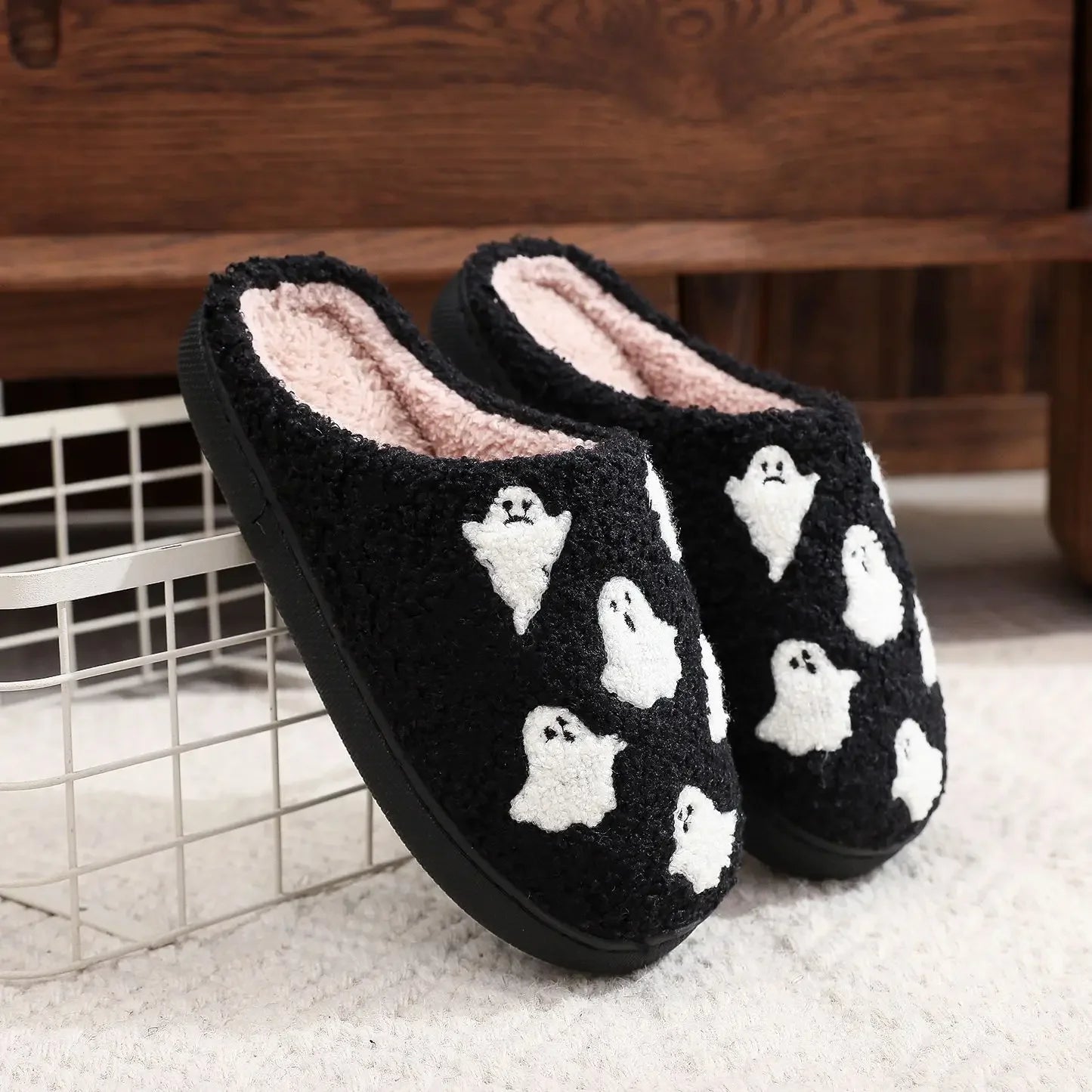 Halloween Ghost Preppy Aesthetic Cozy Slippers