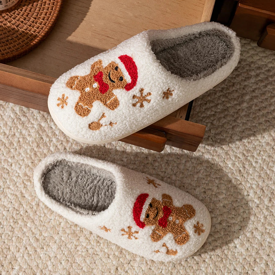 Preppy Aesthetic Christmas Gingerbread Winter Cozy Slippers