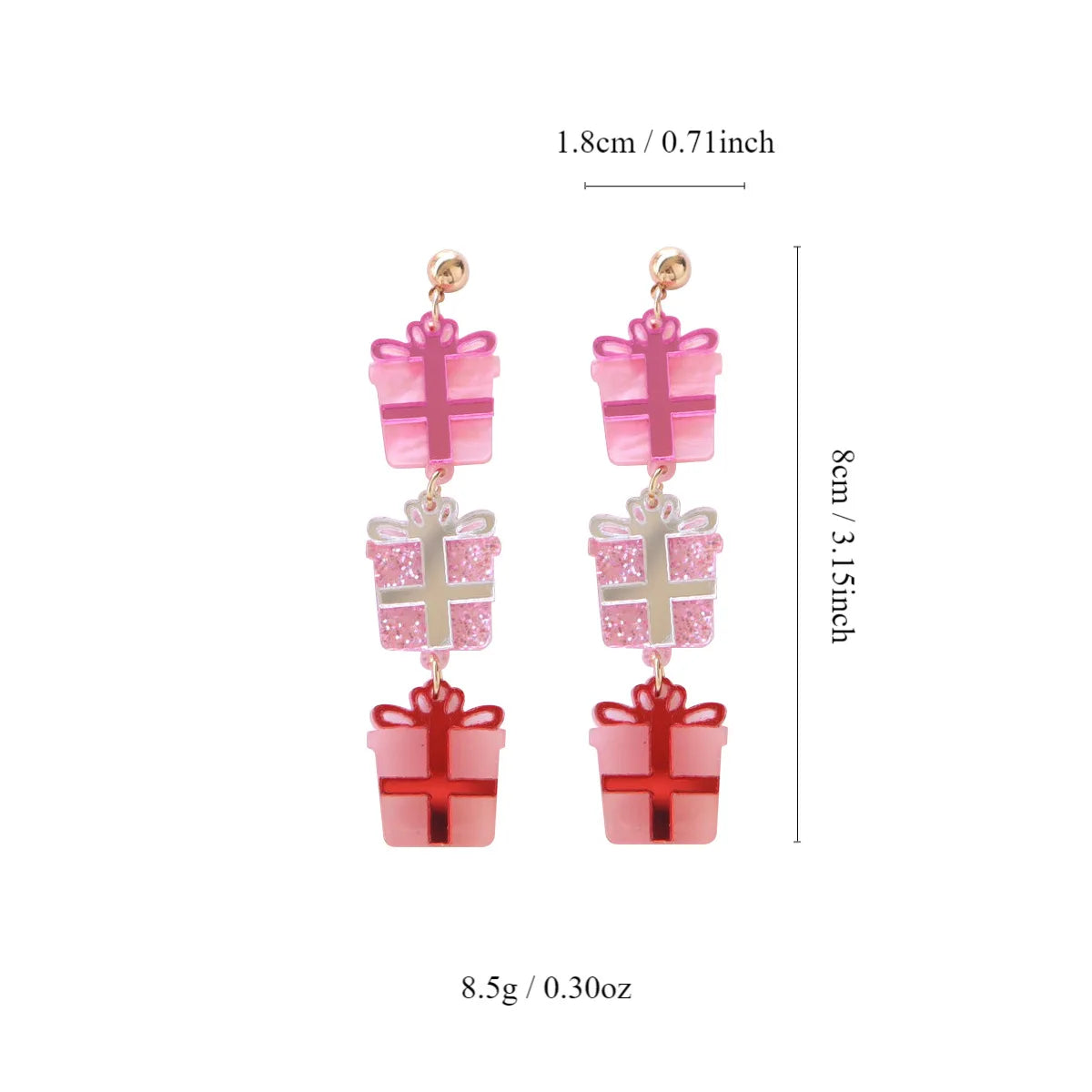 Preppy Aesthetic Pink Gift Christmas Holiday Earrings