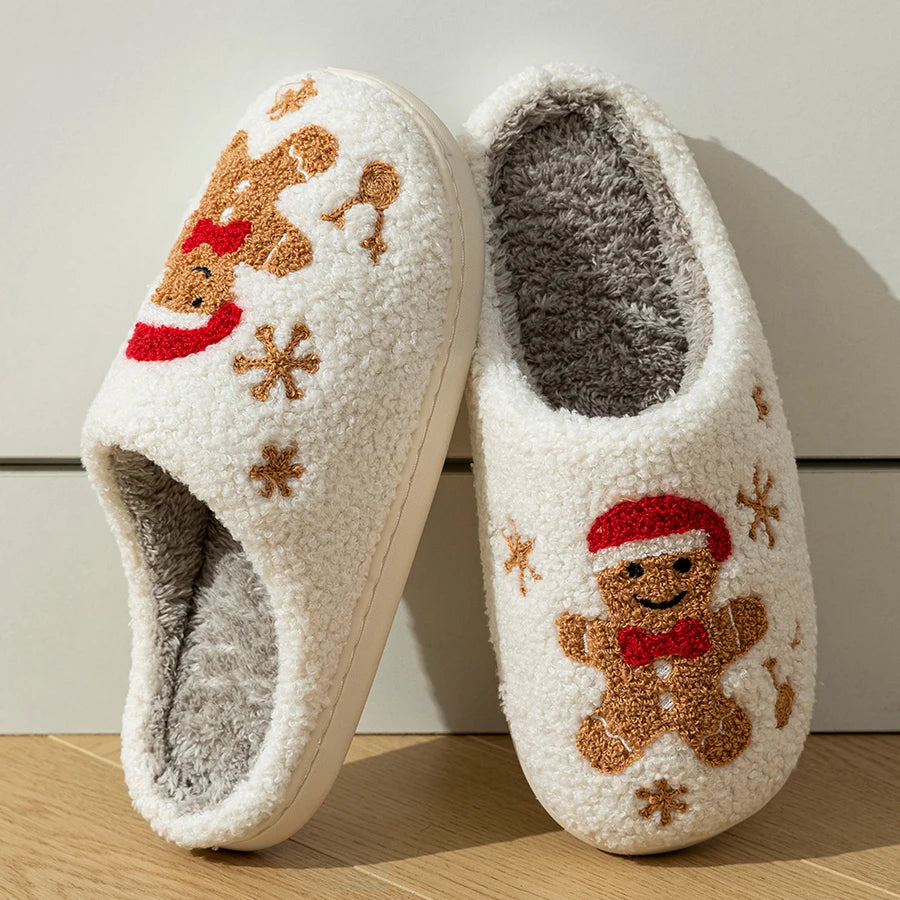 Preppy Aesthetic Christmas Gingerbread Winter Cozy Slippers