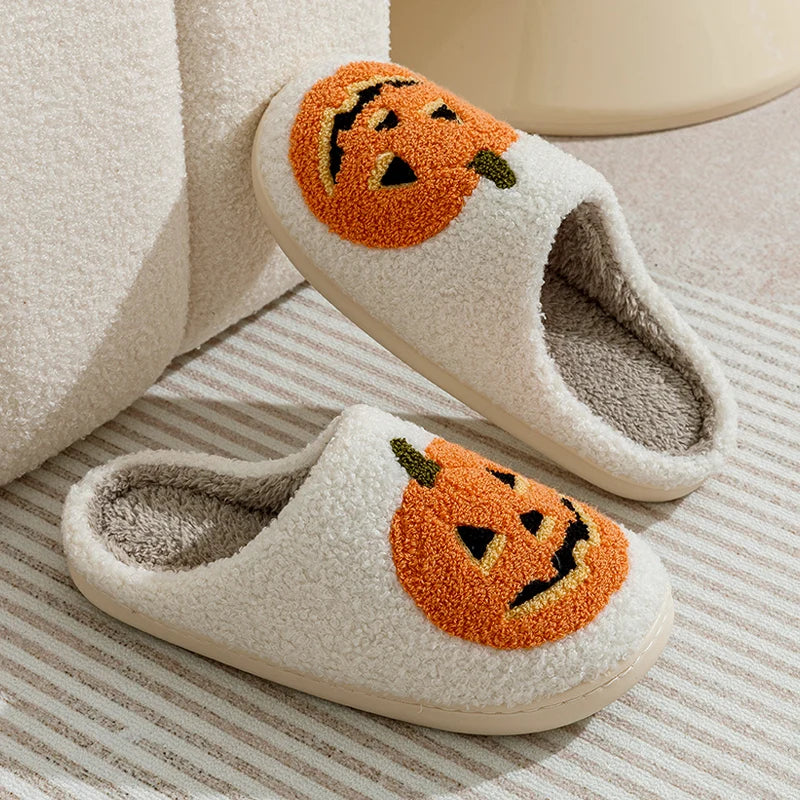 Halloween Pumpkin Preppy Aesthetic Cozy Slippers