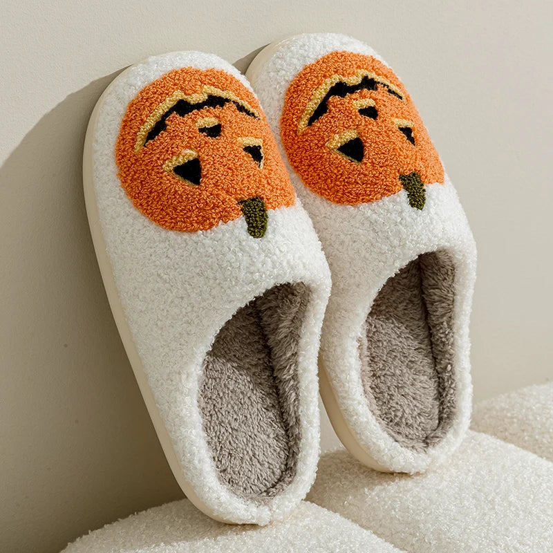 Halloween Pumpkin Preppy Aesthetic Cozy Slippers