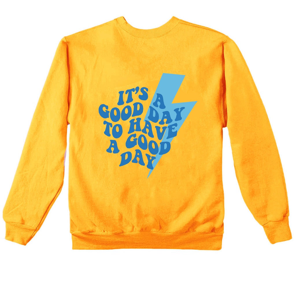 It's A Good Day To Have A Good Day Preppy Aesthetic Lightning Bolt Crewneck Sweatshirt