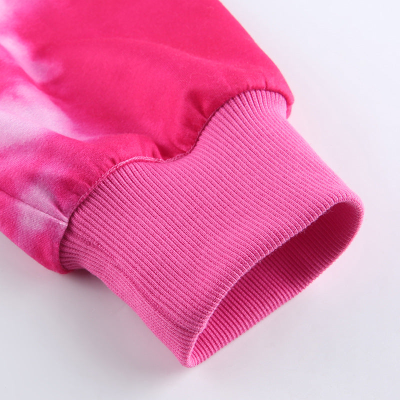 Tie Dye Pink Heart Print Sweatshirt