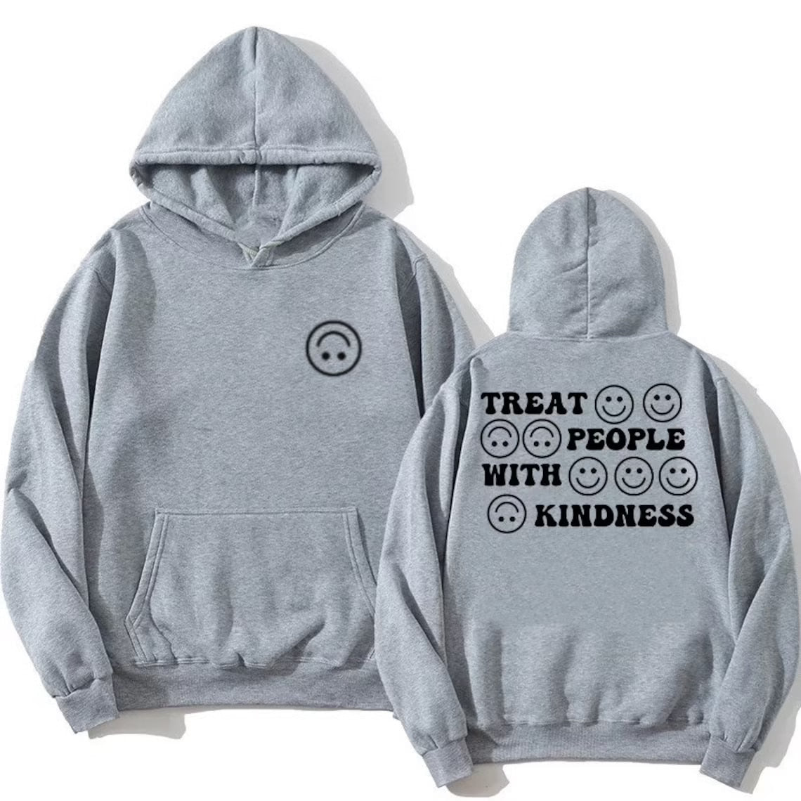 Treat People With Kindness Preppy Aesthetic Smiley Face Hoodie