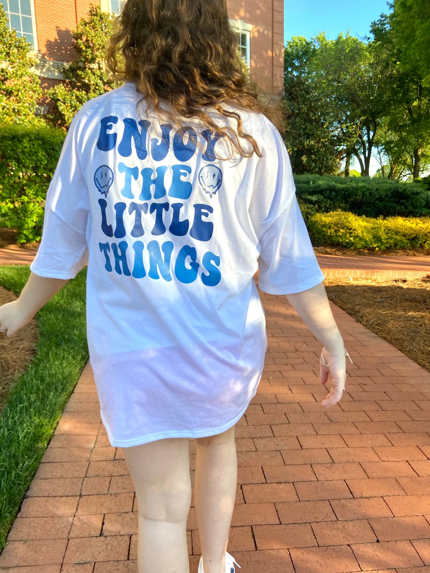 Enjoy The Little Things Preppy Aesthetic Smiley Face Graphic Tee