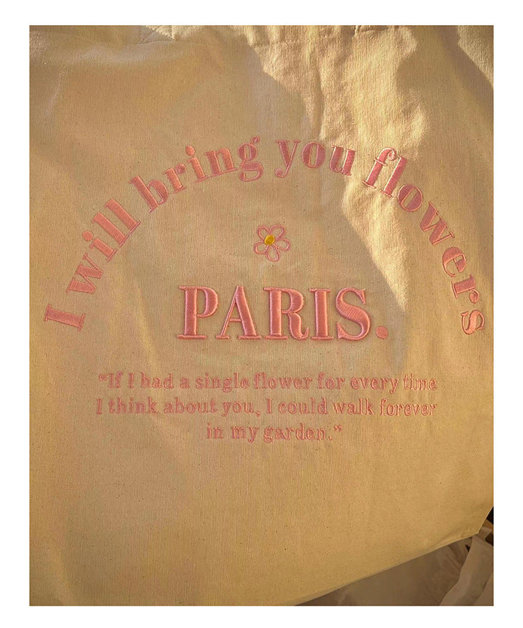 Paris Canvas Shoulder Pastel Tote Bags