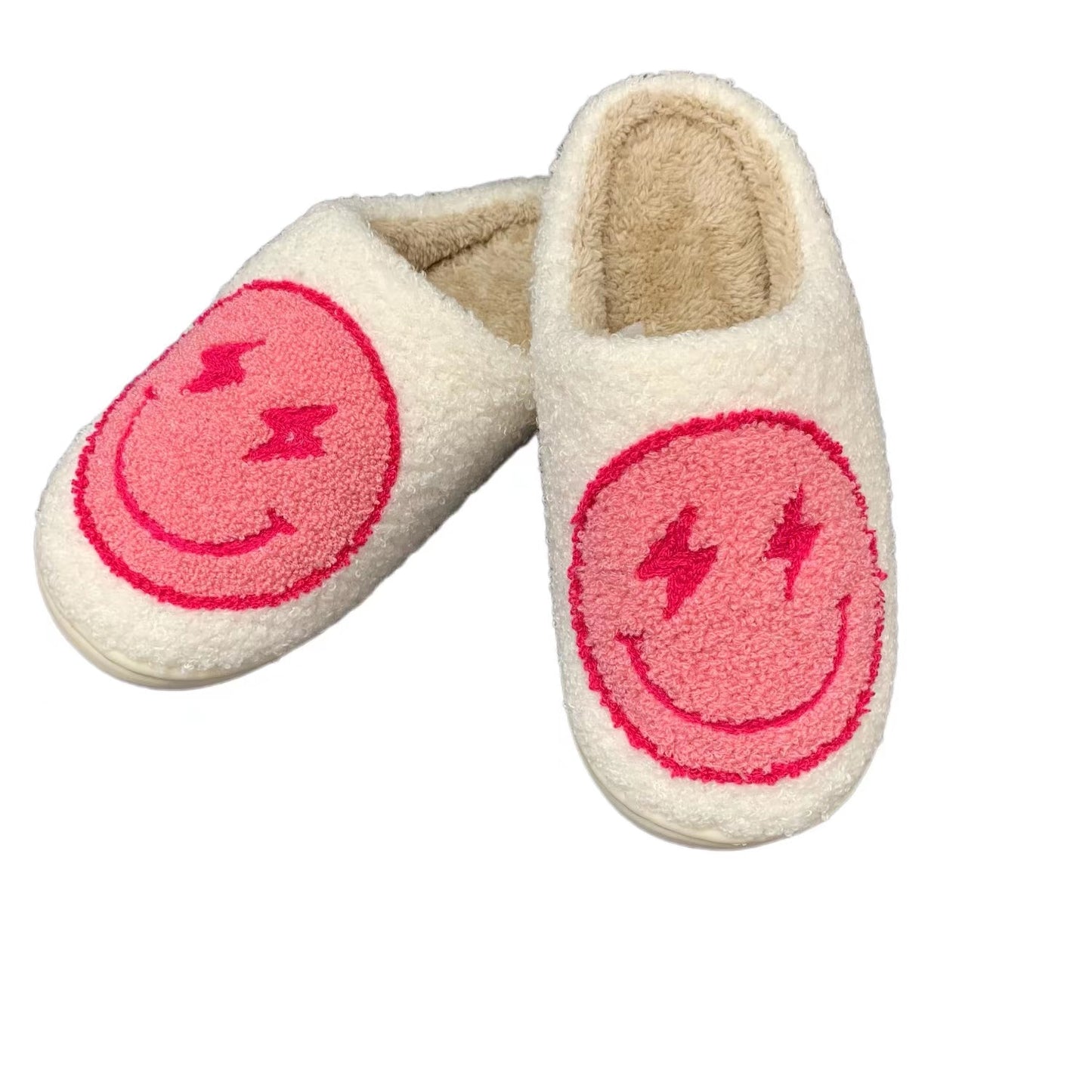 Smiley Face Lightning Blue/ Pink Preppy Aesthetic Slippers