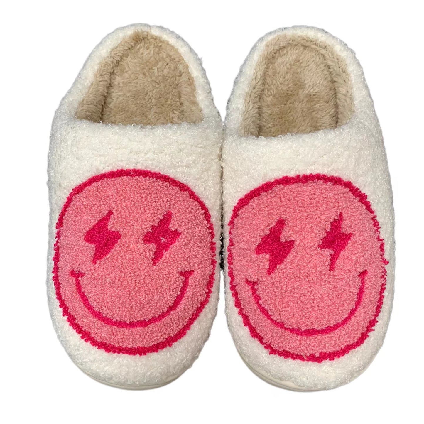 Smiley Face Lightning Blue/ Pink Preppy Aesthetic Slippers