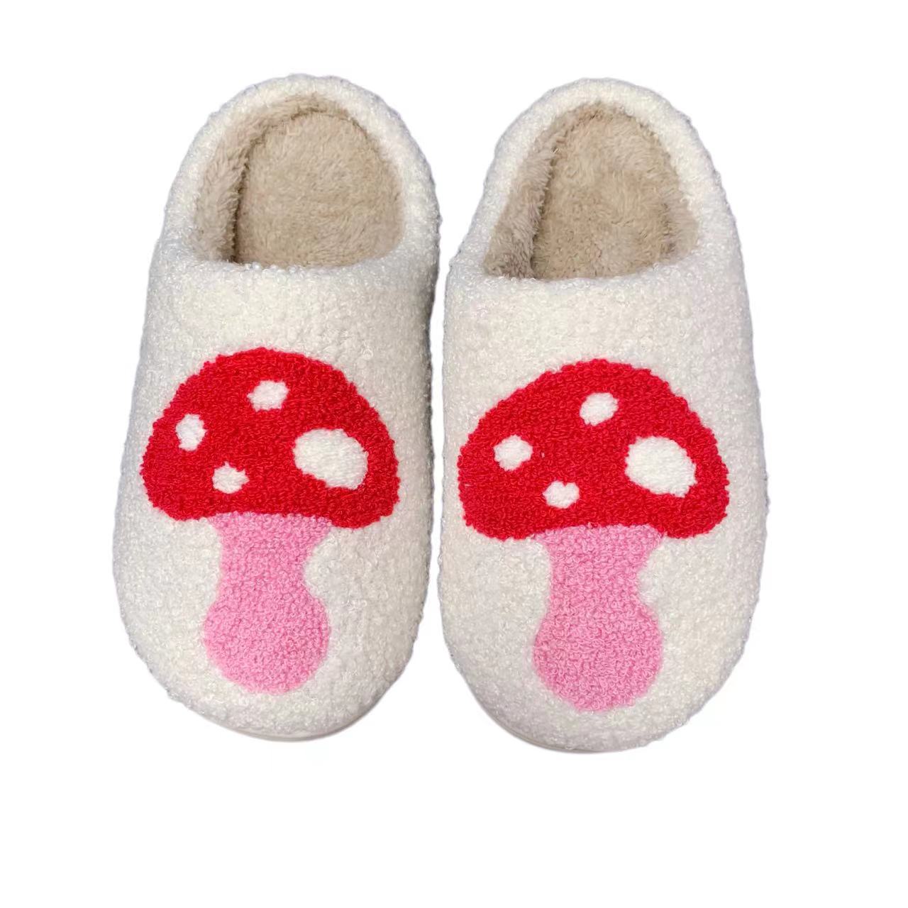 Mushroom Embroidery Preppy Aesthetic Cozy Slippers