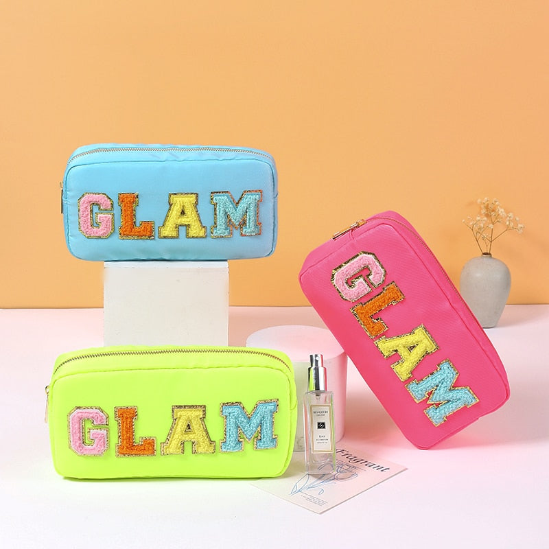 Preppy Aesthetic Glam Patch Makeup Bags