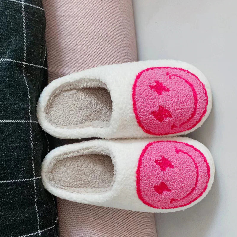 Smiley Face Lightning Blue/ Pink Preppy Aesthetic Slippers