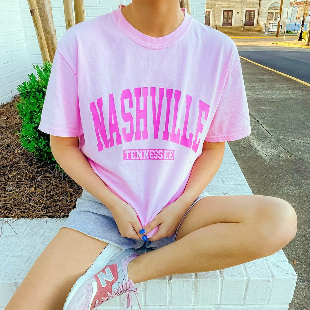 Nashville Tennessee Preppy Aesthetic Pink Graphic T-shirt