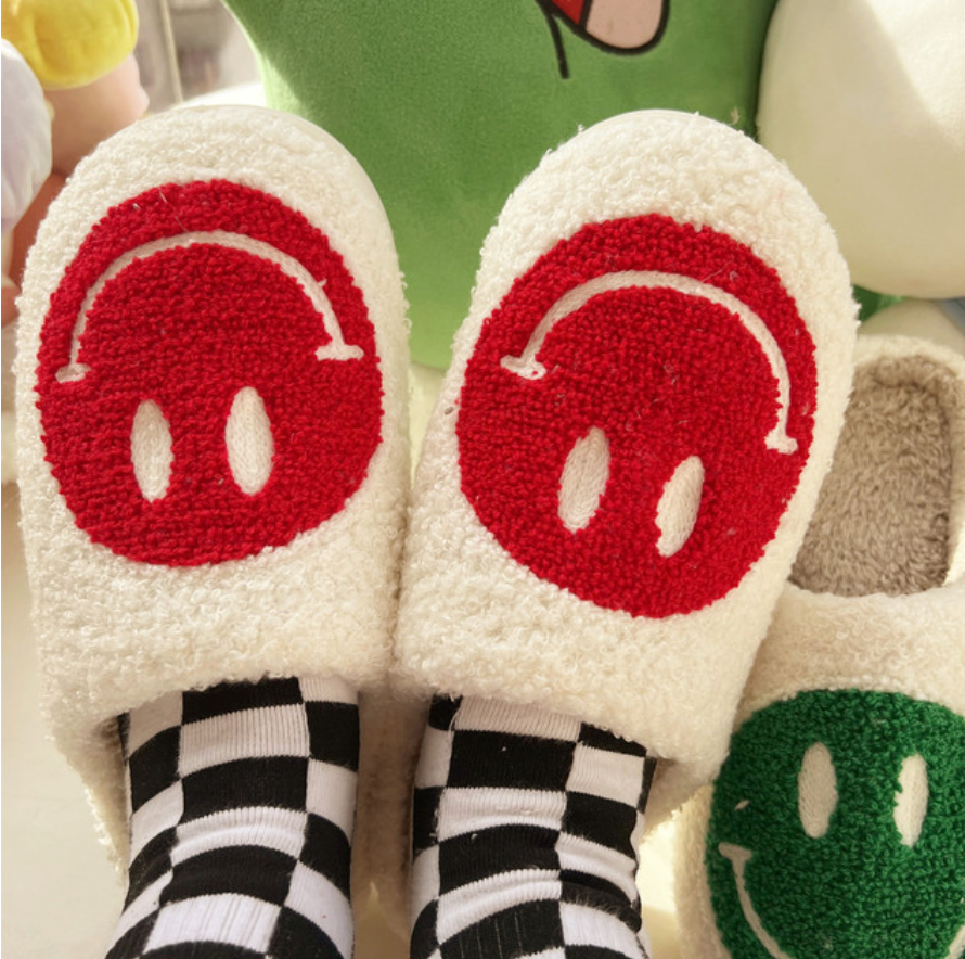 Preppy Smiley Face Cozy Slippers