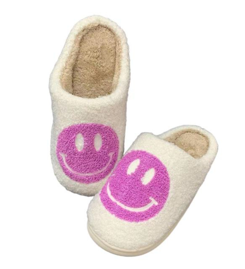 Preppy Smiley Face Cozy Slippers