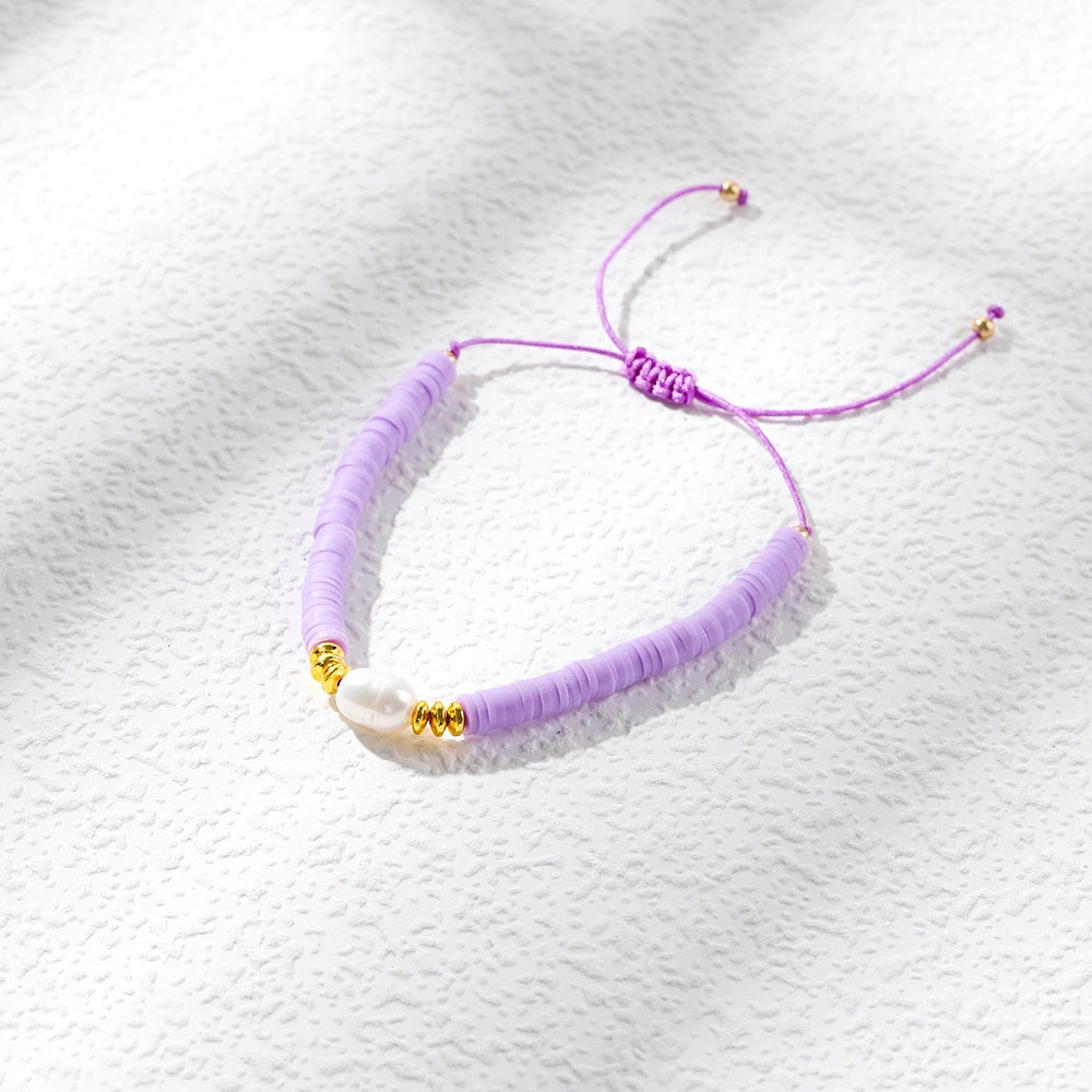 Preppy Aesthetic Colorful Beaded Pearl Bracelets