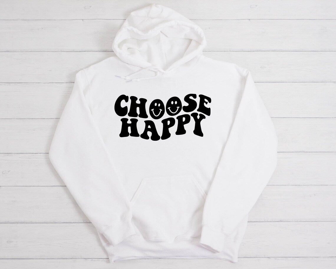 Choose Happy Preppy Aesthetic Graphic Hoodie