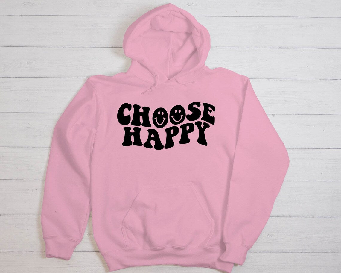 Choose Happy Preppy Aesthetic Graphic Hoodie