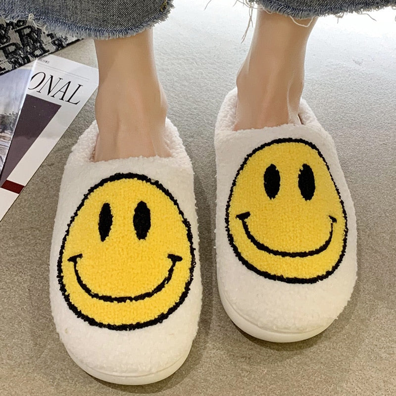 Preppy Smiley Face Cozy Slippers