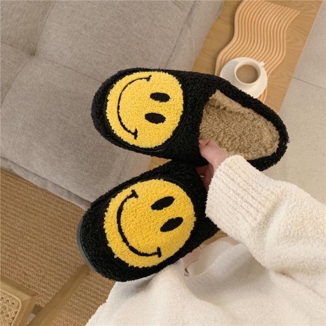 Preppy Smiley Face Cozy Slippers