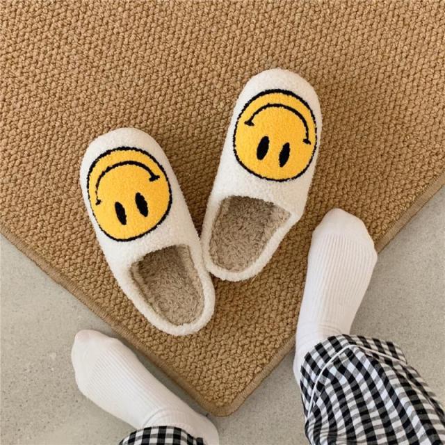 Preppy Smiley Face Cozy Slippers