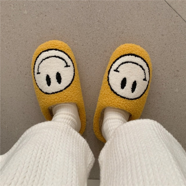 Preppy Smiley Face Cozy Slippers