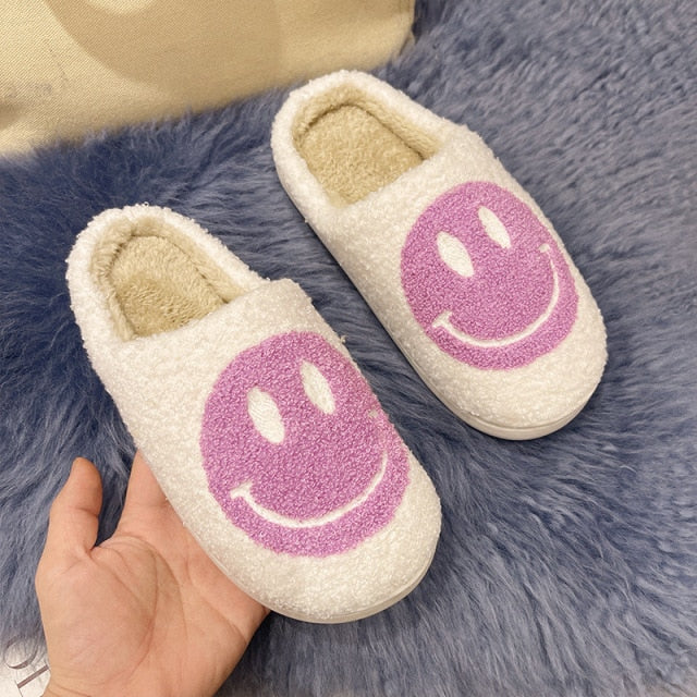 Preppy Smiley Face Cozy Slippers