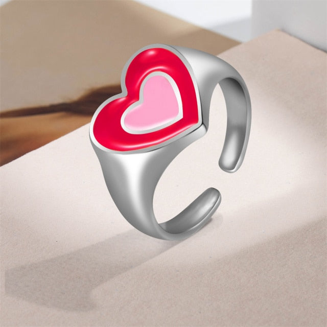 Aesthetic Two Tone Heart Rings