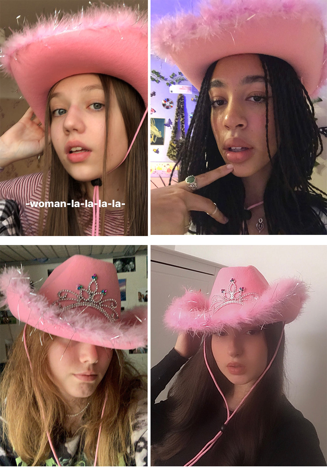 Preppy Crown Tiara Pink Cowgirl Hat