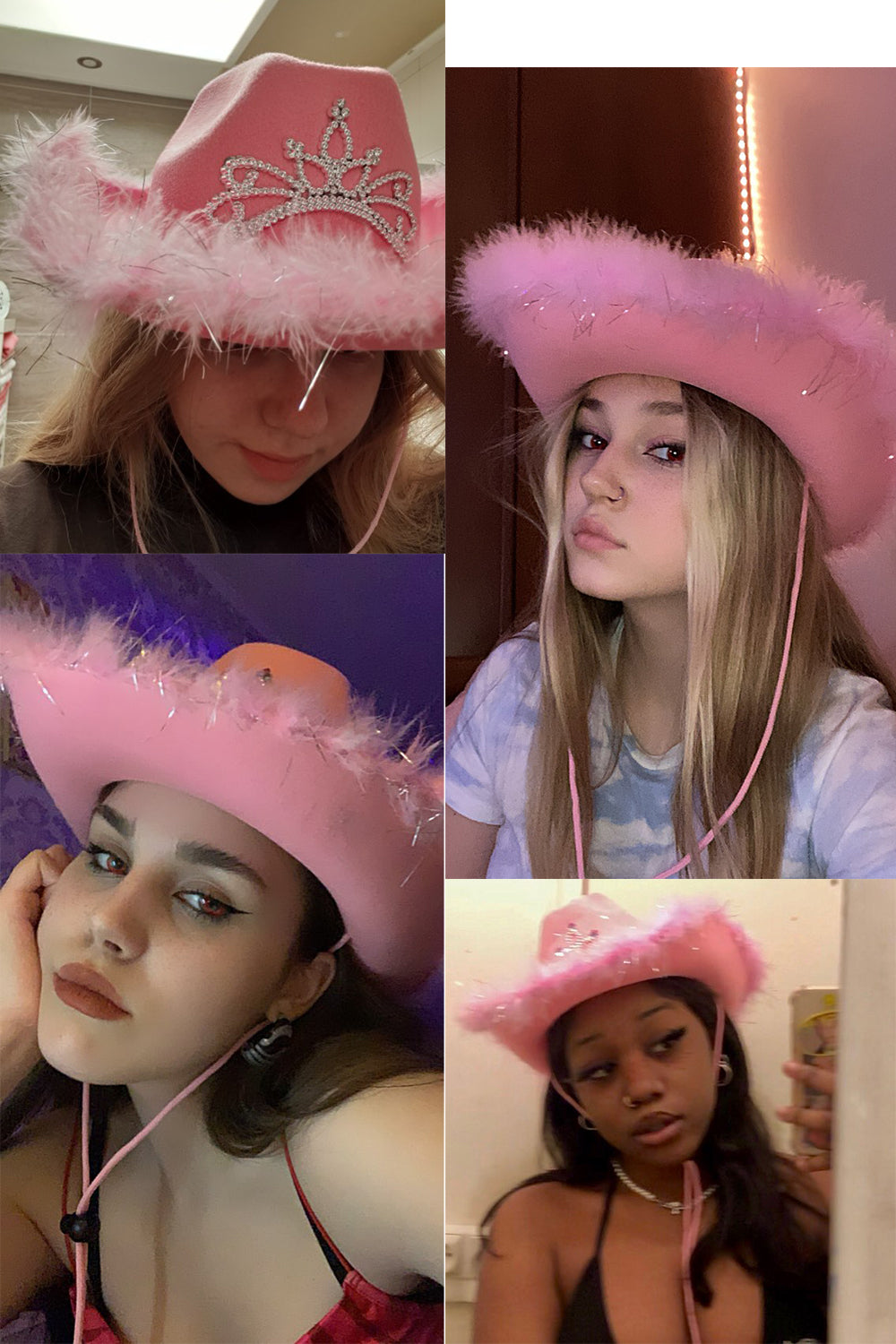 Preppy Crown Tiara Pink Cowgirl Hat