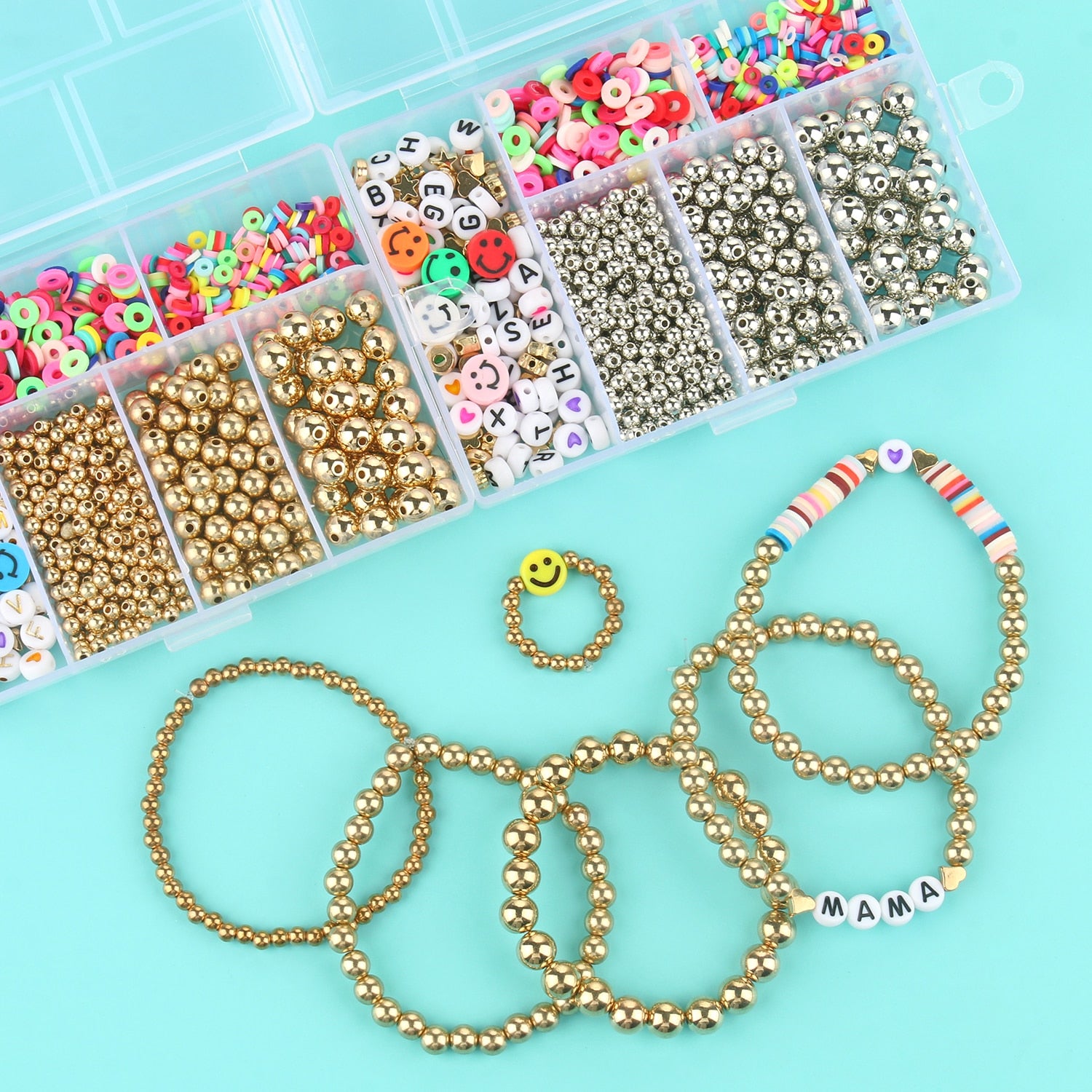  GREENTIME Bracelet Makingt Kit Pony Beads for Bracelet Making  with Smile Face Beads Polymer Clay Beads Letter Beads and Elastic String  for Jewelry Making Bracelet Jewelry Necklace Making